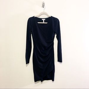Leith Ruched Long Sleeve Dress - Black